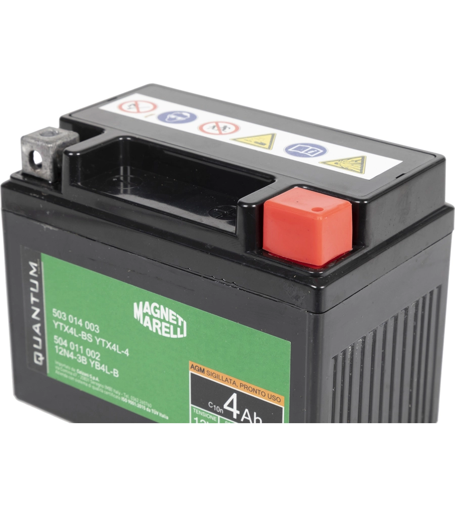 MAGNETI MARELLI BATTERIA MOTO E SCOOTER 4AH 12V 50A TECNOLOGIA AGM SIGILLATA POLO POSITIVO DESTRO